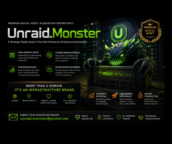 Unraid.Monster – Premium Digital Asset & Community Domain for Acquisition